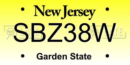 SBZ38W New Jersey License Plate
