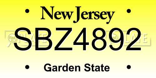 SBZ4892 New Jersey License Plate
