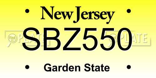 SBZ550 New Jersey License Plate