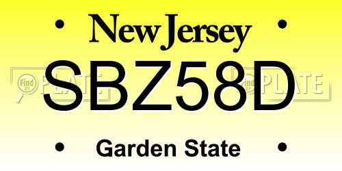 SBZ58D New Jersey License Plate