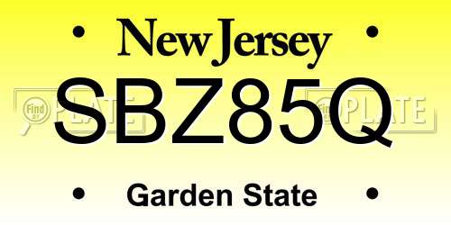 SBZ85Q New Jersey License Plate