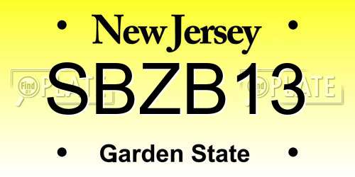 SBZB13 New Jersey License Plate