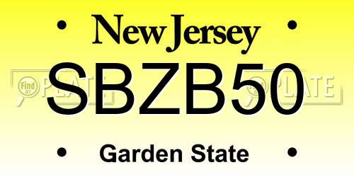 SBZB50 New Jersey License Plate
