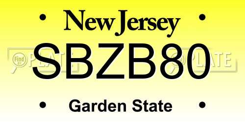 SBZB80 New Jersey License Plate