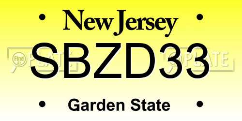 SBZD33 New Jersey License Plate