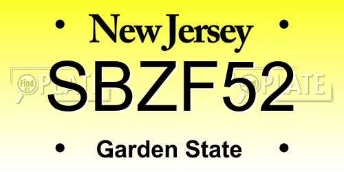 SBZF52 New Jersey License Plate