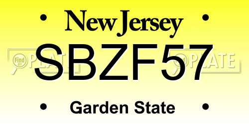 SBZF57 New Jersey License Plate