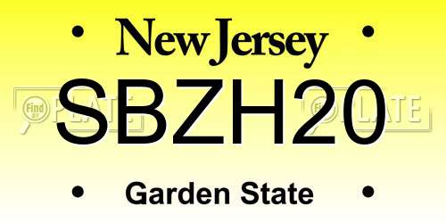 SBZH20 New Jersey License Plate