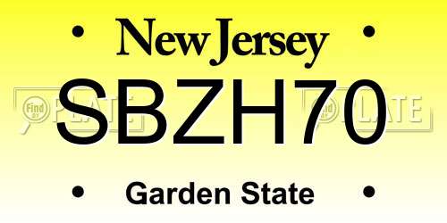SBZH70 New Jersey License Plate