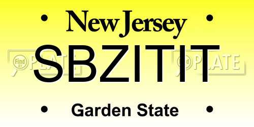 SBZITIT New Jersey License Plate