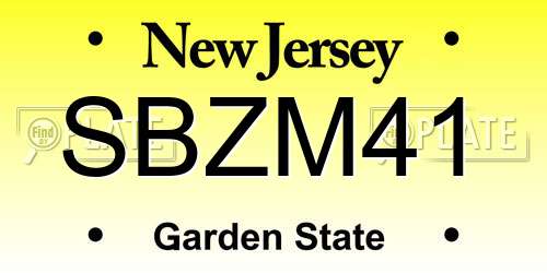 SBZM41 New Jersey License Plate