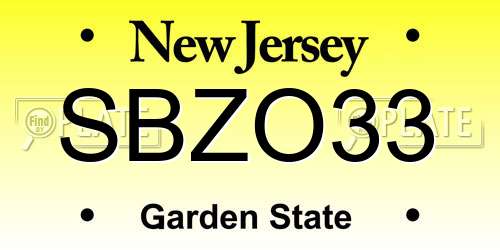 SBZO33 New Jersey License Plate