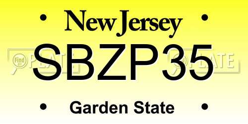 SBZP35 New Jersey License Plate