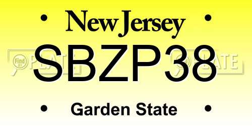 SBZP38 New Jersey License Plate