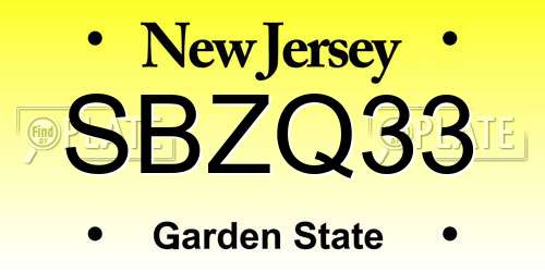 SBZQ33 New Jersey License Plate