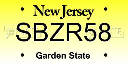 SBZR58 New Jersey License Plate