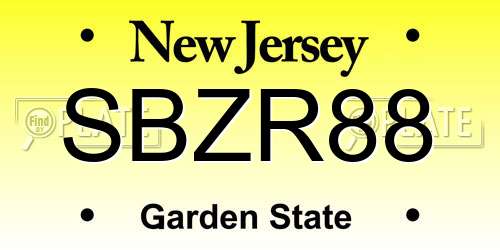 SBZR88 New Jersey License Plate