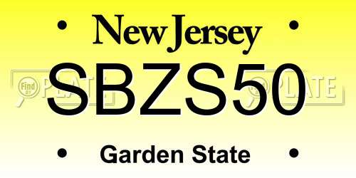 SBZS50 New Jersey License Plate