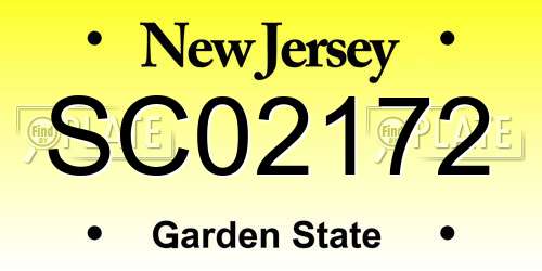 SC02172 New Jersey License Plate