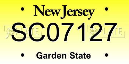 SC07127 New Jersey License Plate