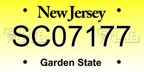 SC07177 New Jersey License Plate