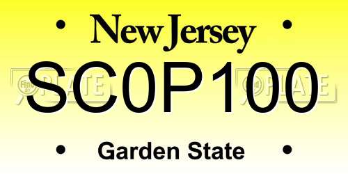 SC0P100 New Jersey License Plate