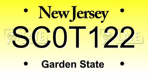 SC0T122 New Jersey License Plate