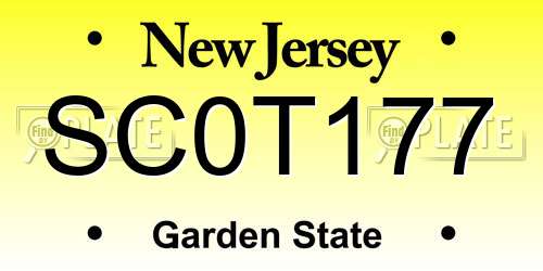 SC0T177 New Jersey License Plate