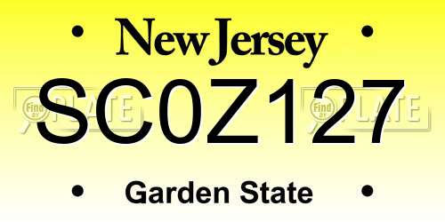 SC0Z127 New Jersey License Plate