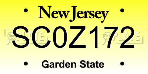 SC0Z172 New Jersey License Plate