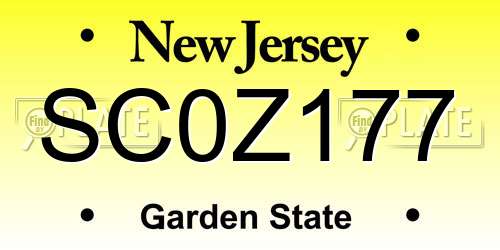 SC0Z177 New Jersey License Plate