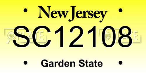 SC12108 New Jersey License Plate
