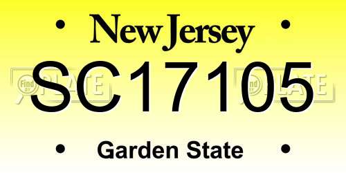 SC17105 New Jersey License Plate