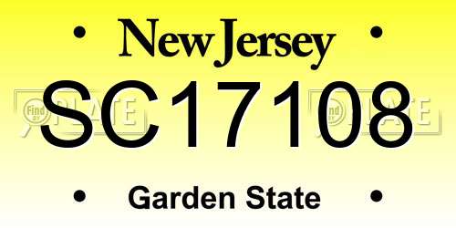 SC17108 New Jersey License Plate