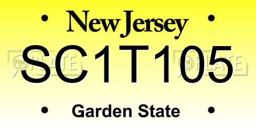 SC1T105 New Jersey License Plate