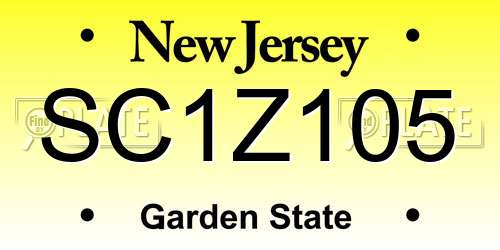 SC1Z105 New Jersey License Plate