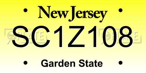 SC1Z108 New Jersey License Plate