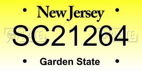 SC21264 New Jersey License Plate