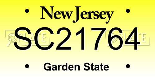 SC21764 New Jersey License Plate