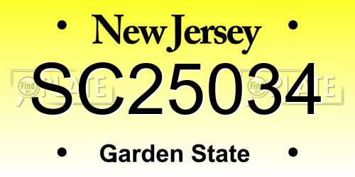 SC25034 New Jersey License Plate