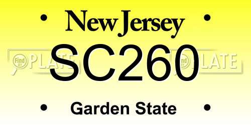SC260 New Jersey License Plate