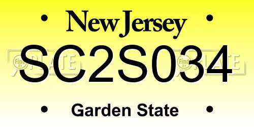 SC2S034 New Jersey License Plate