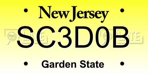 SC3D0B New Jersey License Plate