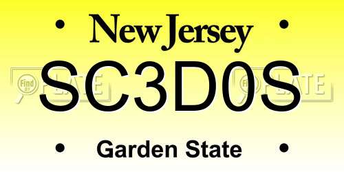 SC3D0S New Jersey License Plate