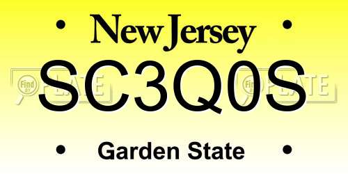 SC3Q0S New Jersey License Plate