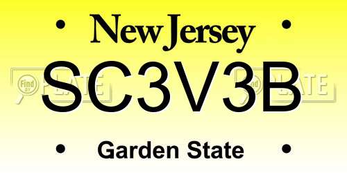 SC3V3B New Jersey License Plate
