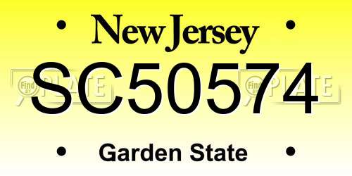 SC50574 New Jersey License Plate