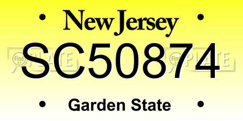 SC50874 New Jersey License Plate