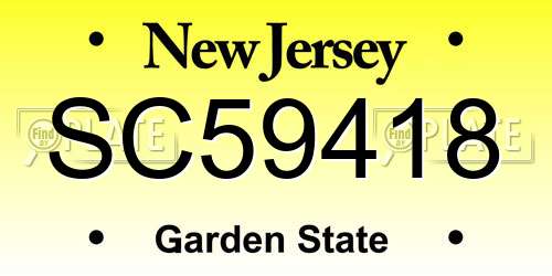 SC59418 New Jersey License Plate