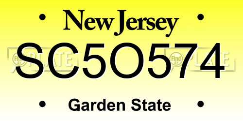 SC5O574 New Jersey License Plate
